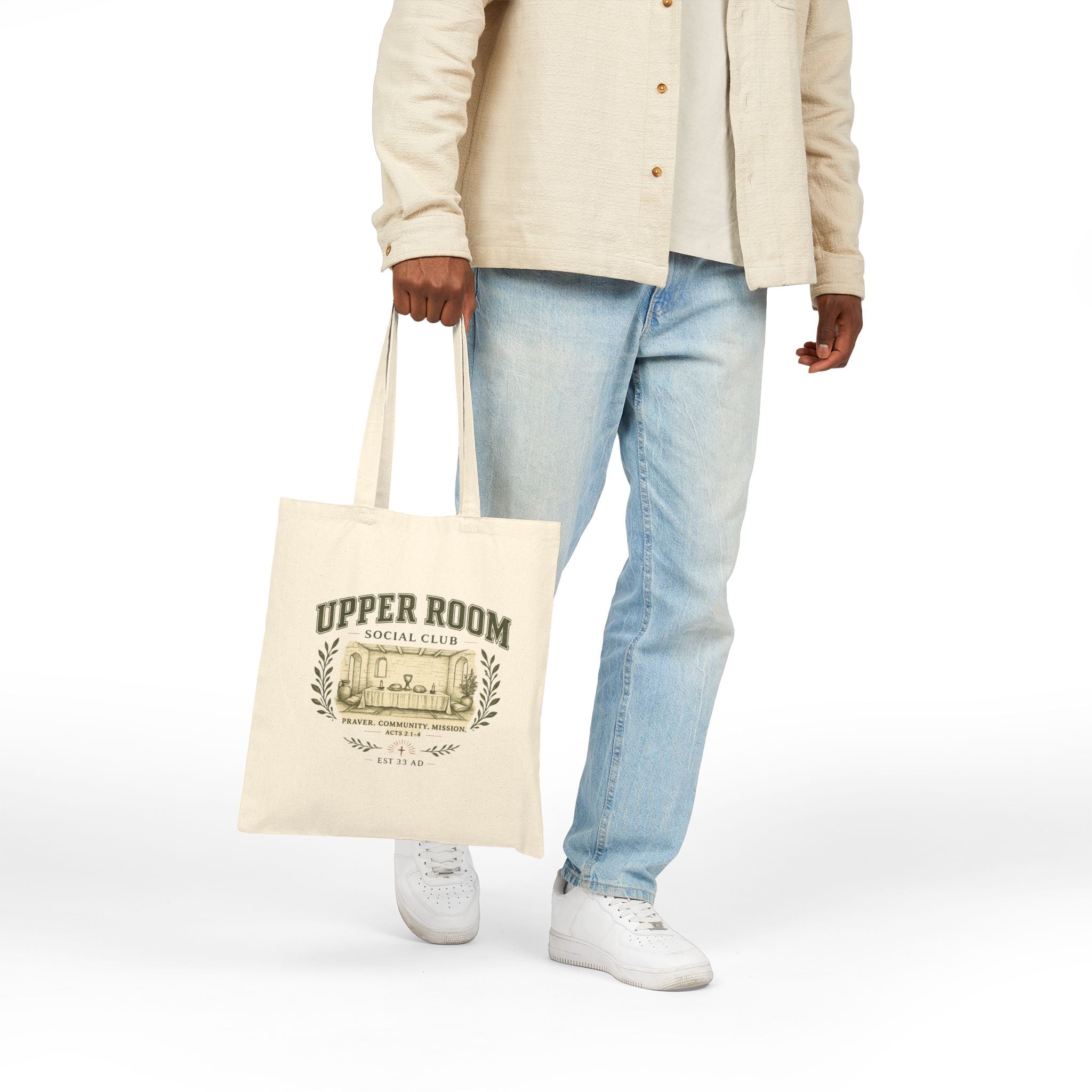 Upper Room SoCal Club Canvas Tote Bag – Vintage Palm Tree Market Shopper