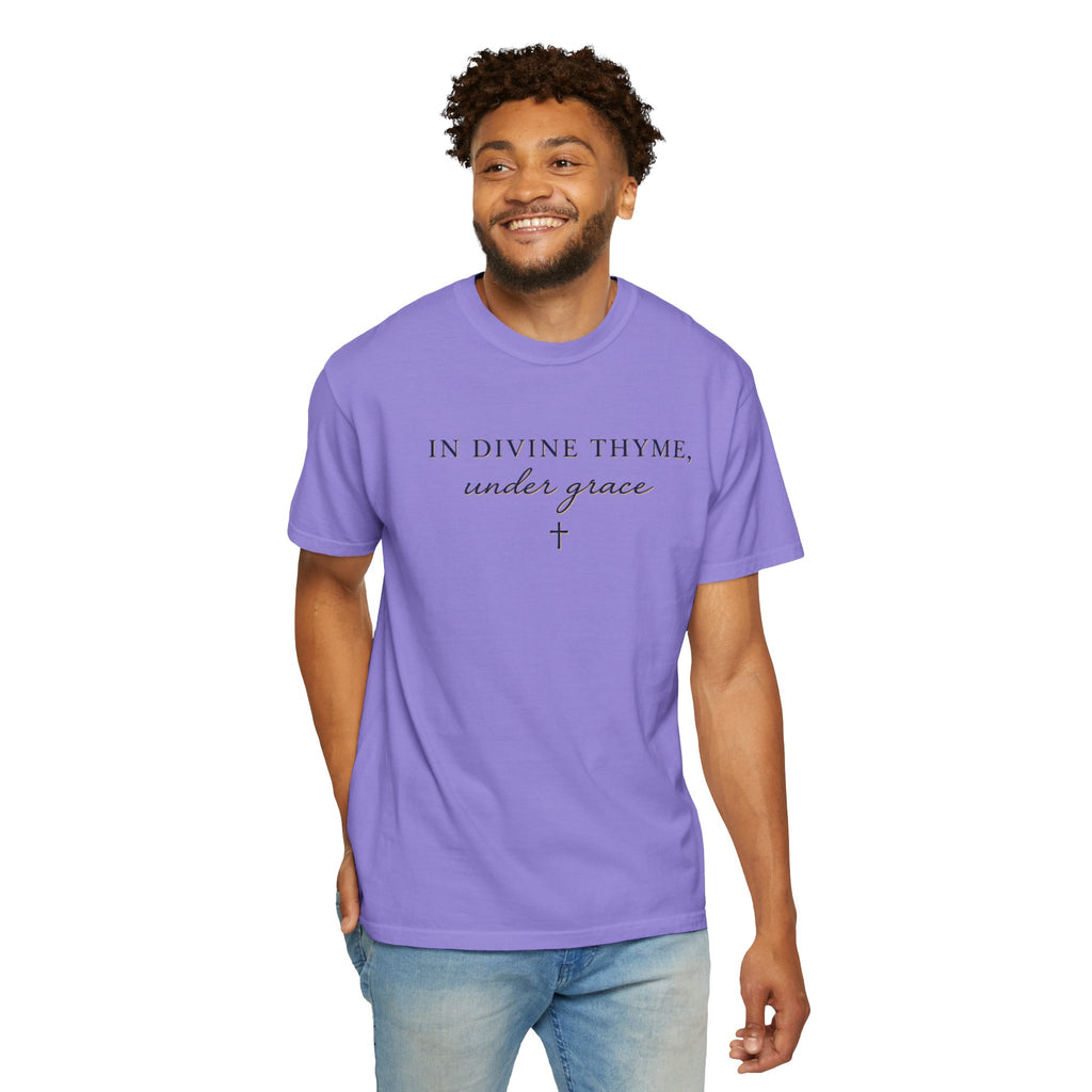In Divine Thyme T-Shirt — "In Divine Thyme, under grace" Faith Graphic Tee