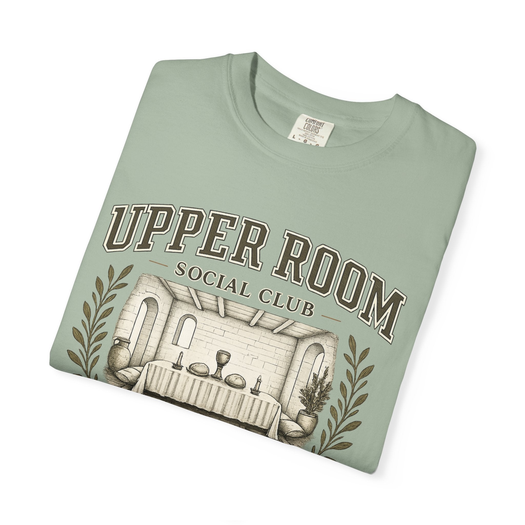 Upper Room Social Club T-Shirt — Vintage Church Prayer Room Graphic Tee