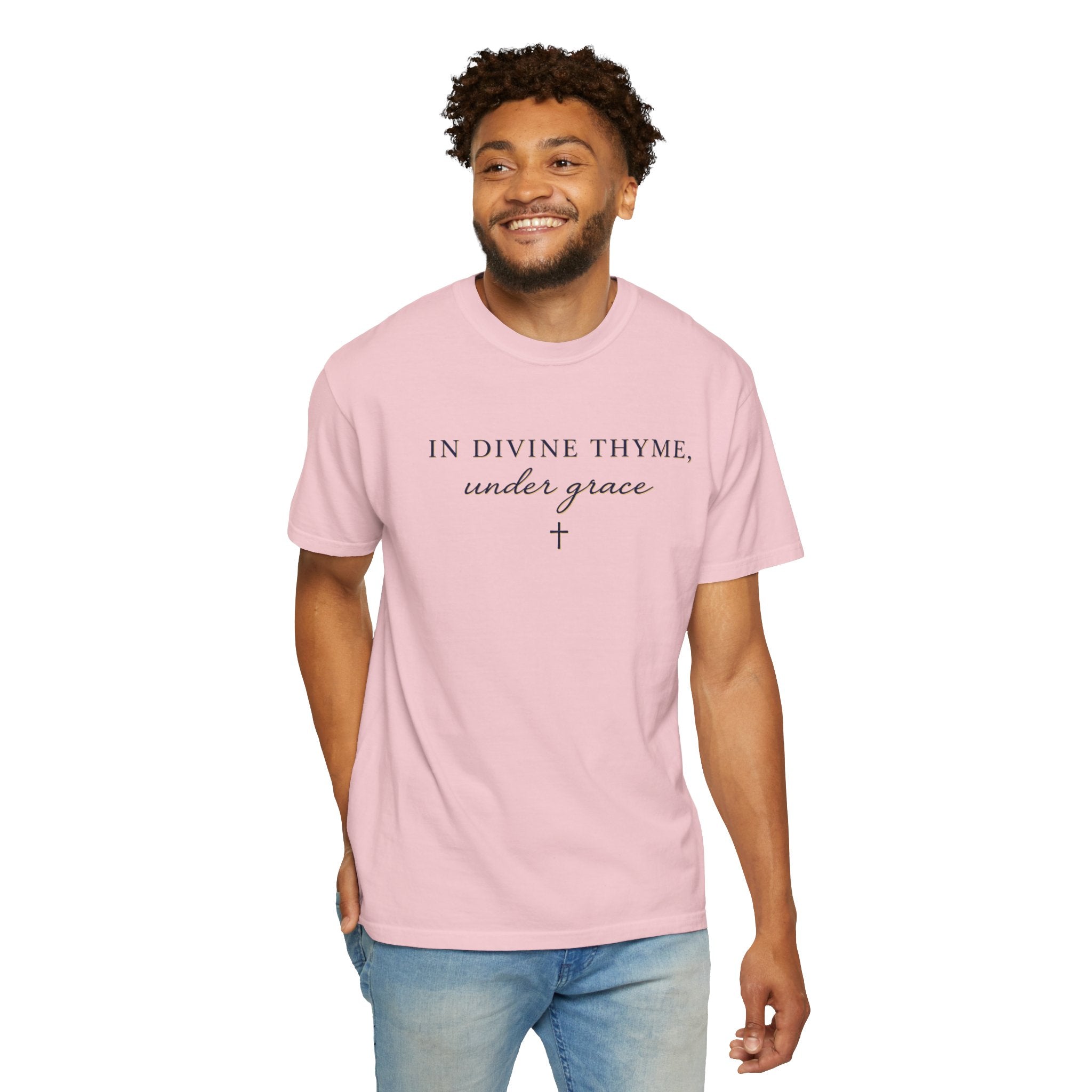 In Divine Thyme T-Shirt — "In Divine Thyme, under grace" Faith Graphic Tee