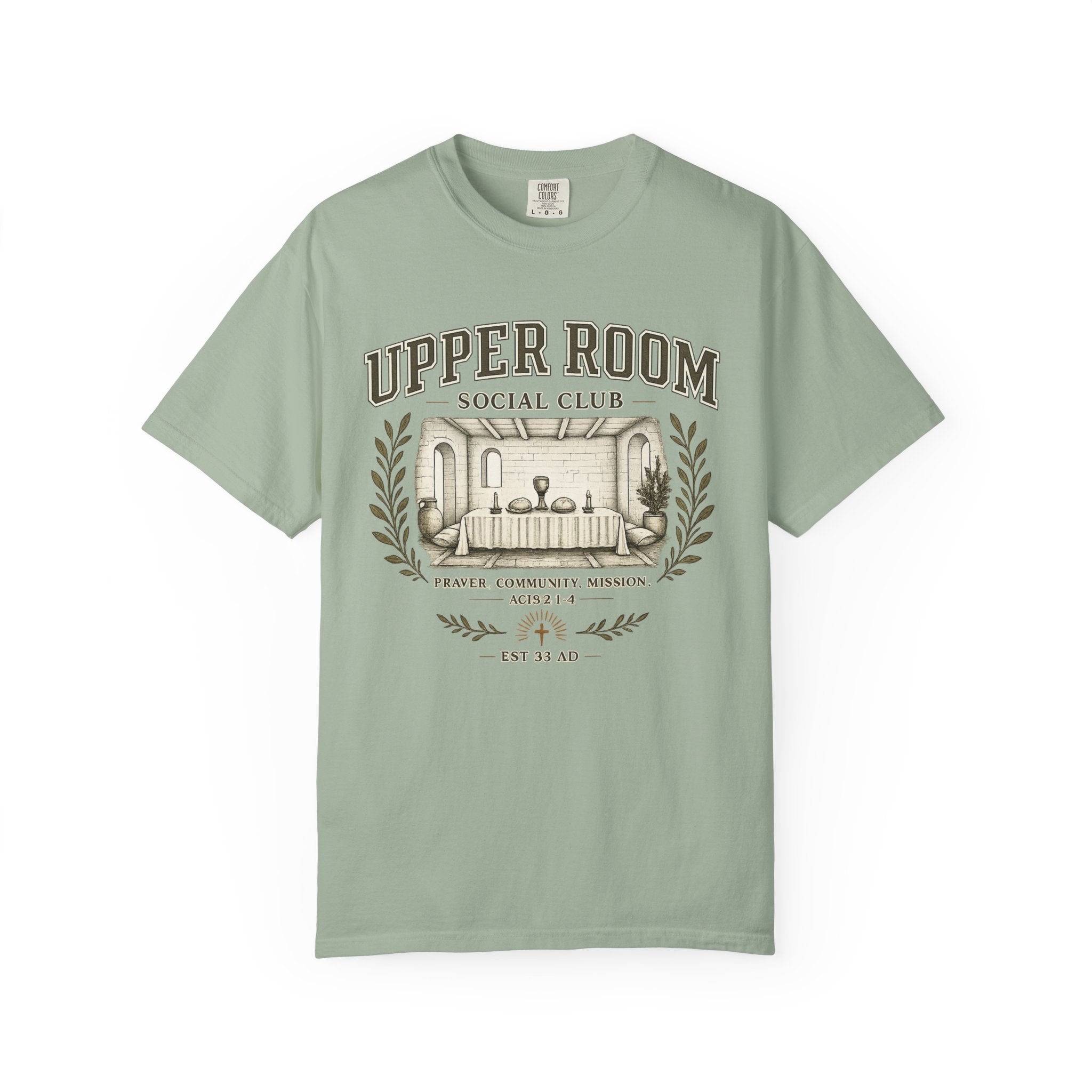 Upper Room Social Club T-Shirt — Vintage Church Prayer Room Graphic Tee