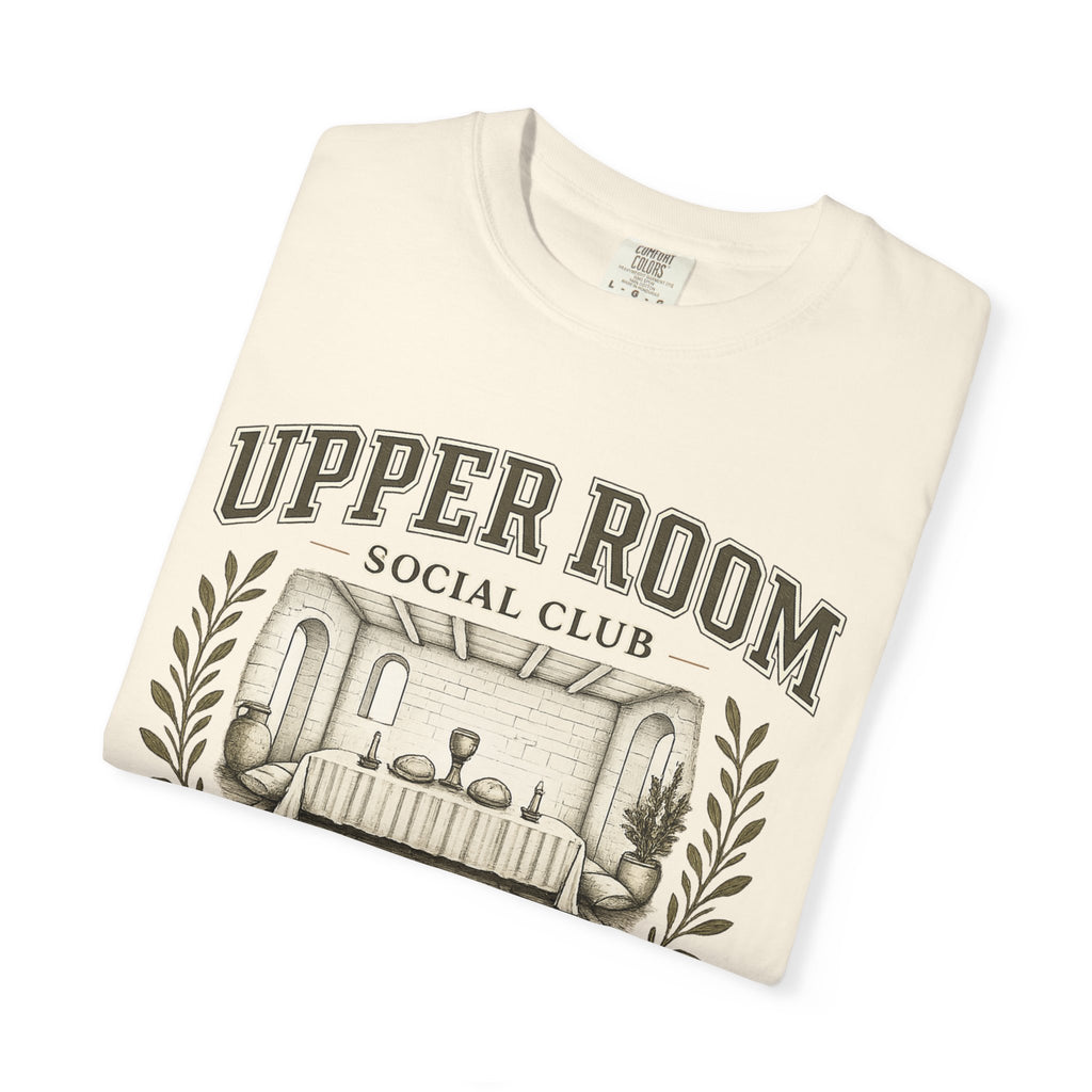 Upper Room Social Club T-Shirt — Vintage Church Prayer Room Graphic Tee
