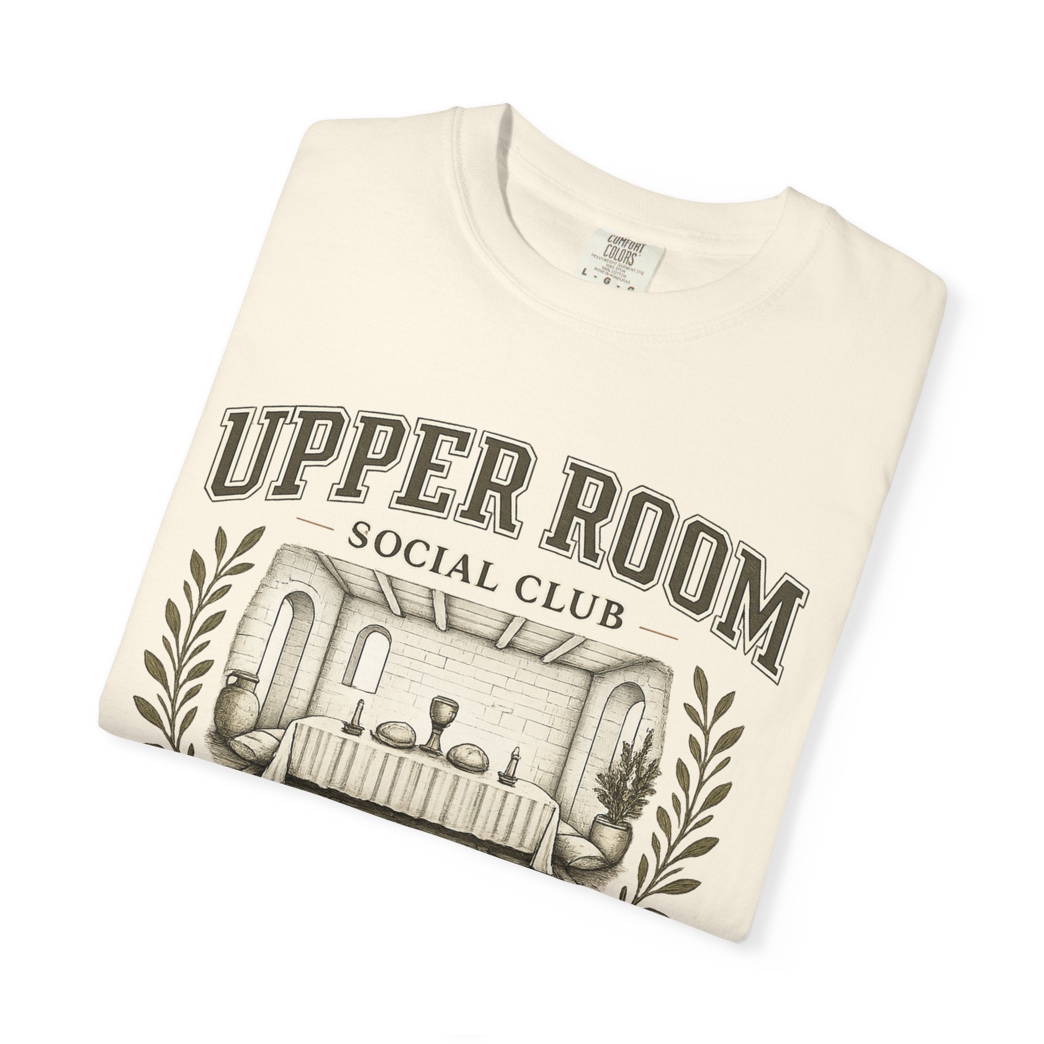 Upper Room Social Club T-Shirt — Vintage Church Prayer Room Graphic Tee