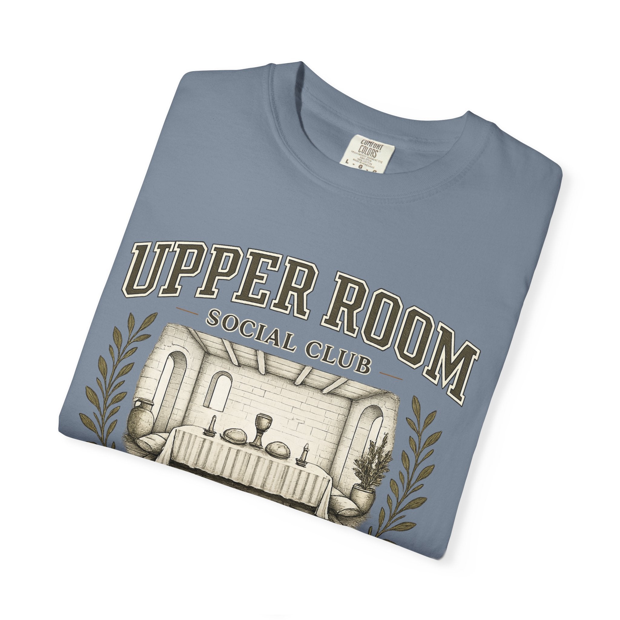 Upper Room Social Club T-Shirt — Vintage Church Prayer Room Graphic Tee