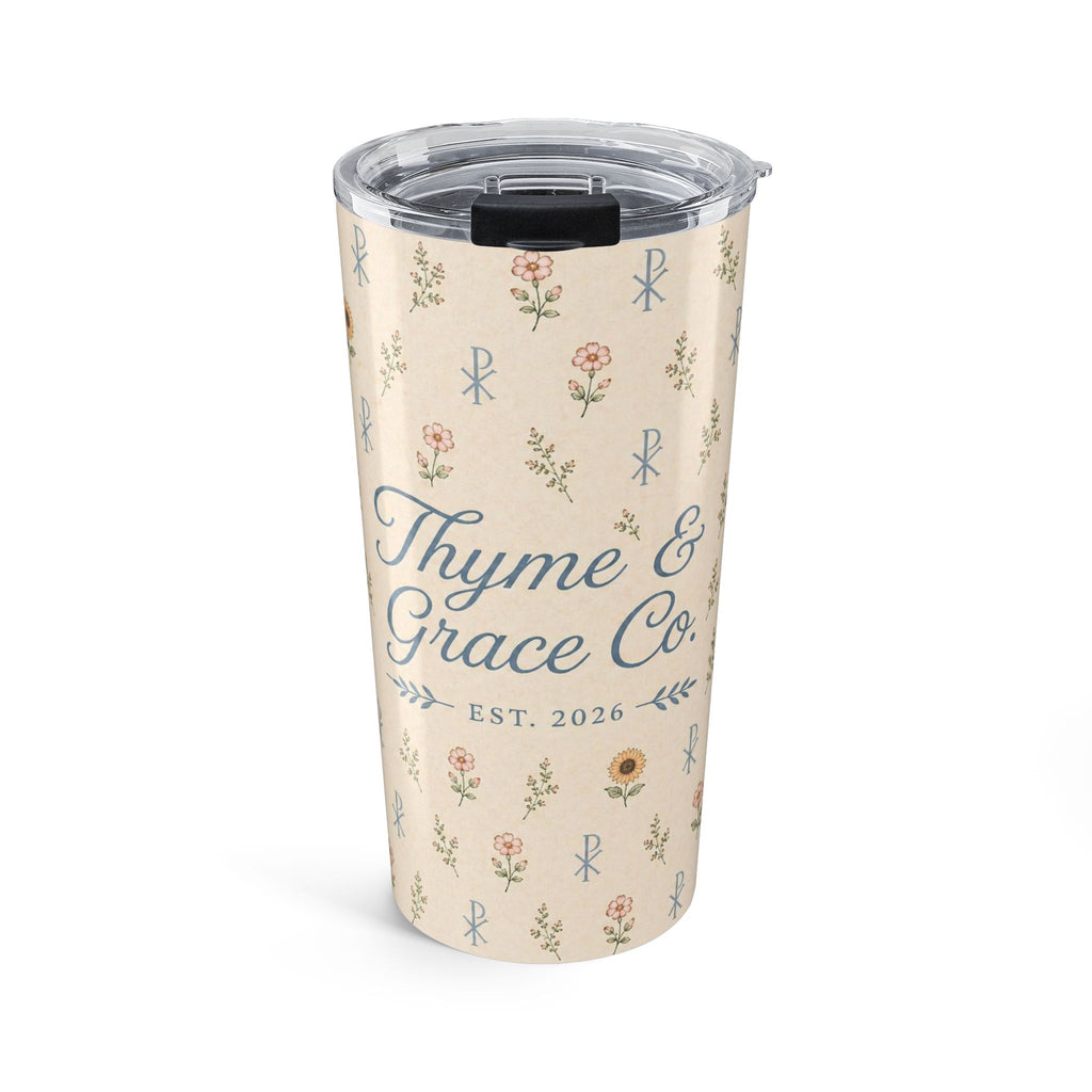 Floral Thyme & Grace Co. 20oz Insulated Tumbler — Vintage Botanical Travel Cup