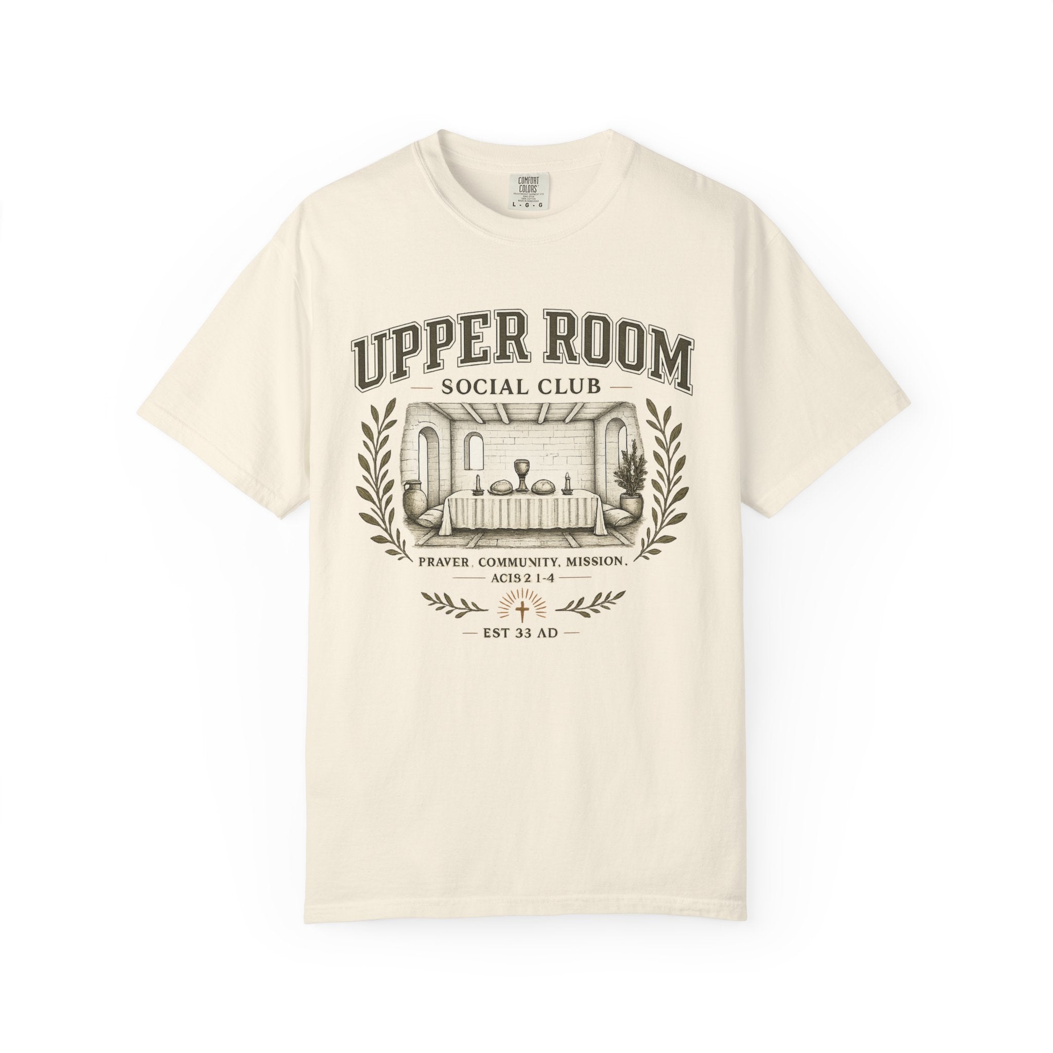 Upper Room Social Club T-Shirt — Vintage Church Prayer Room Graphic Tee