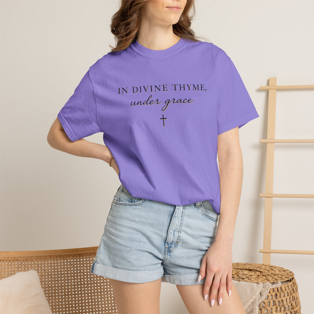 In Divine Thyme T-Shirt — "In Divine Thyme, under grace" Faith Graphic Tee
