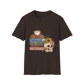 Skull & Books Graphic T-Shirt — Coffee, Sunflower, Reading Vibes