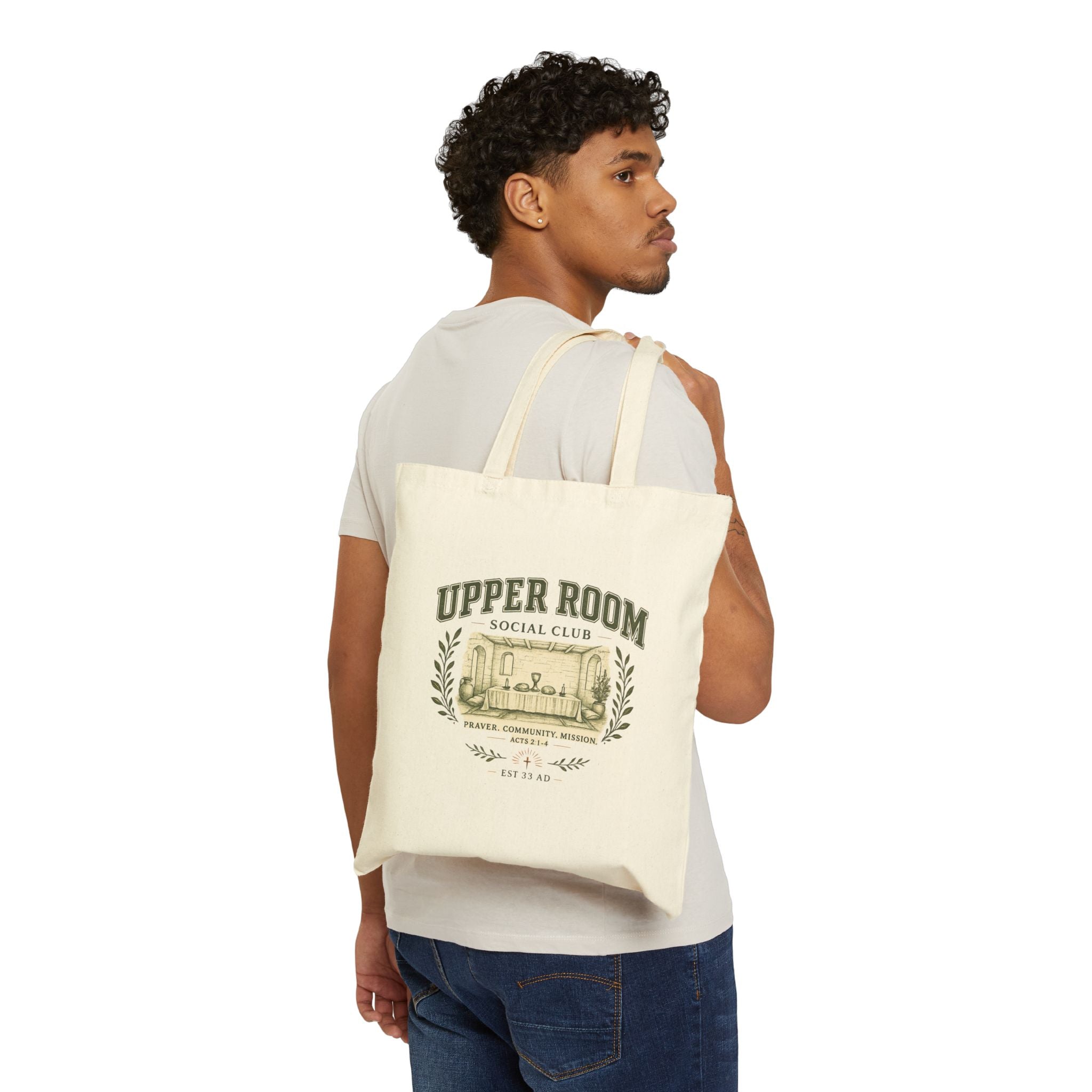 Upper Room SoCal Club Canvas Tote Bag – Vintage Palm Tree Market Shopper