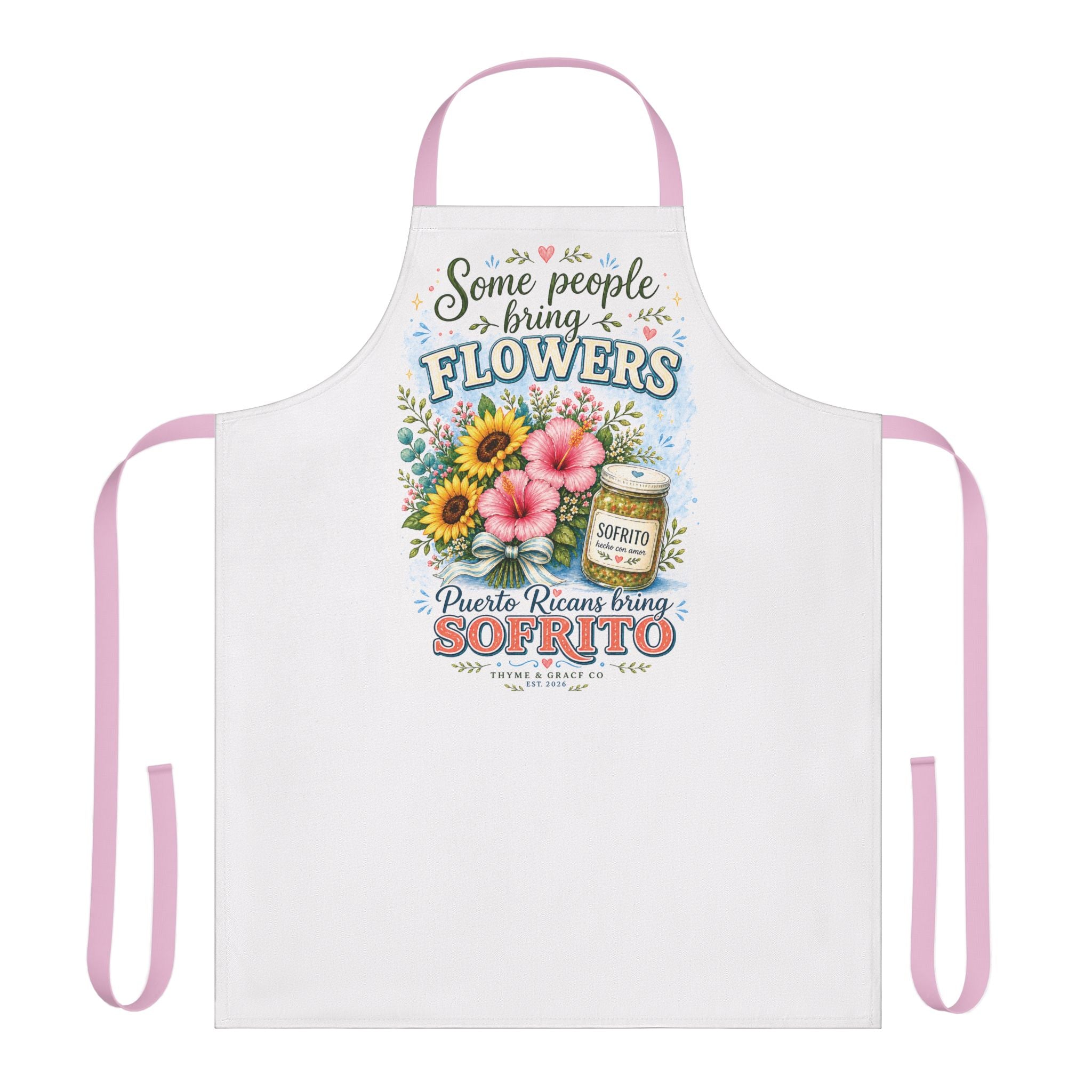Apron — "Some People Bring Flowers, Puerto Rican Things: Sofrito" Floral Cooking Apron