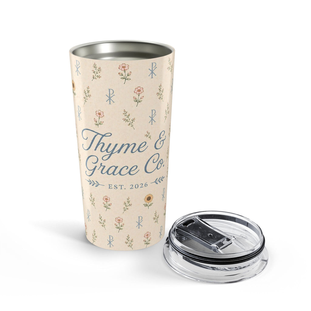 Floral Thyme & Grace Co. 20oz Insulated Tumbler — Vintage Botanical Travel Cup