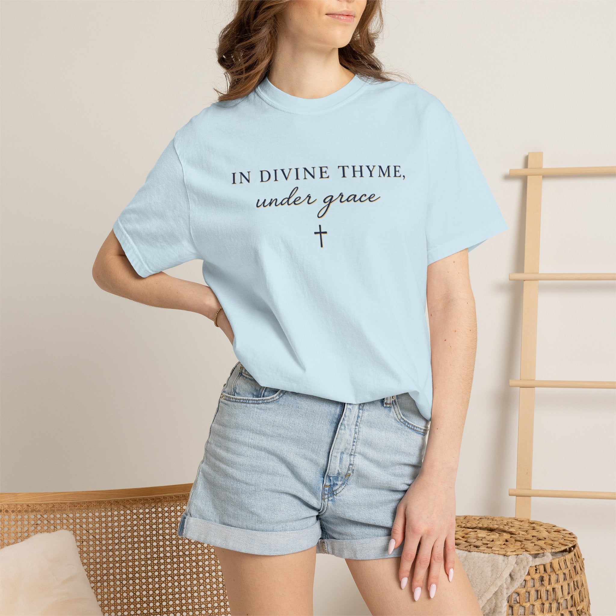 In Divine Thyme T-Shirt — "In Divine Thyme, under grace" Faith Graphic Tee