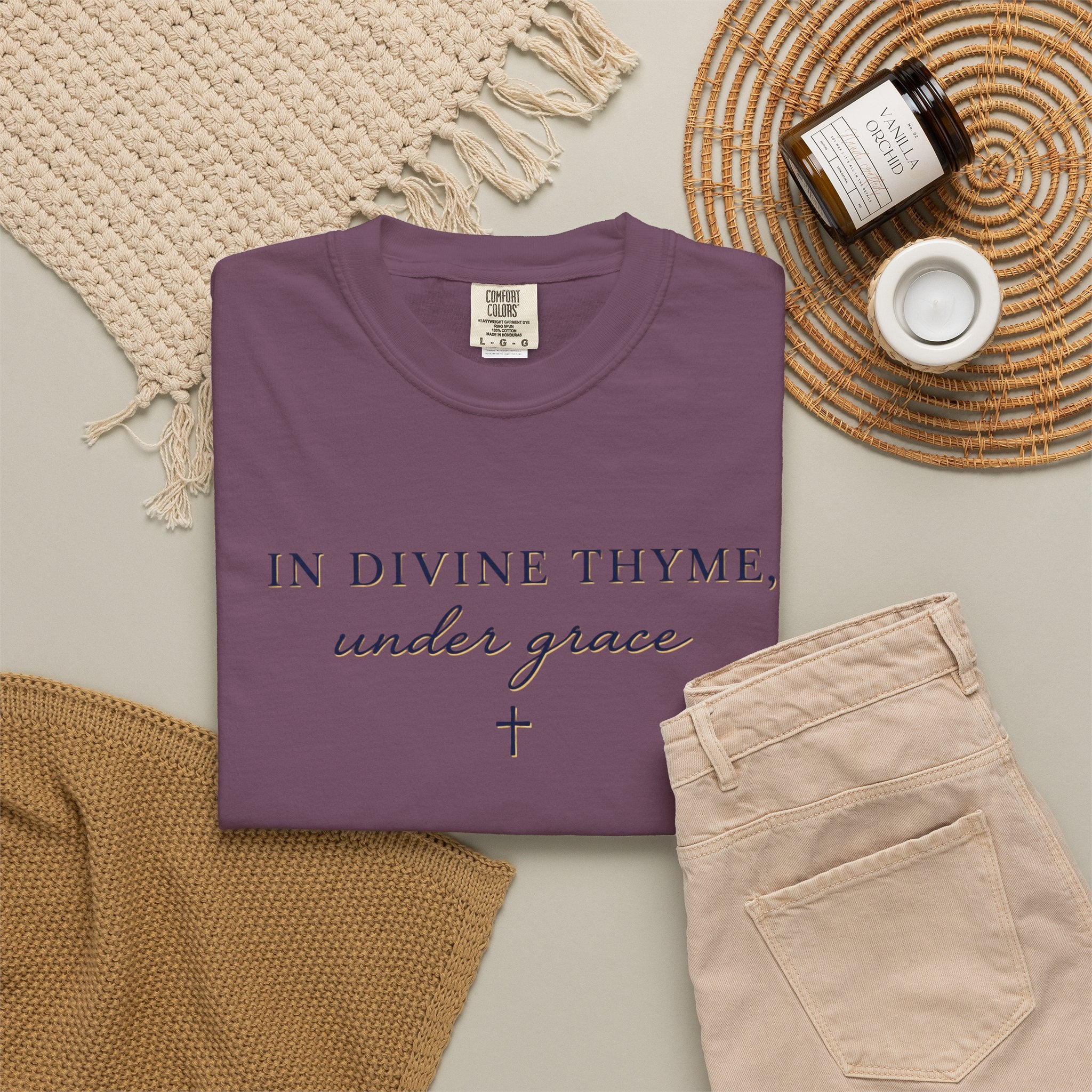 In Divine Thyme T-Shirt — "In Divine Thyme, under grace" Faith Graphic Tee