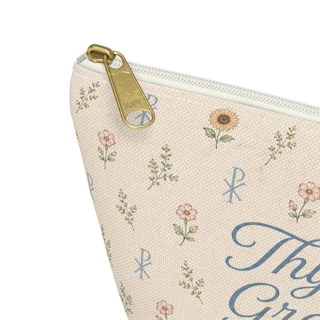 Floral Thyme & Grace Co. Accessory Pouch — T‑Bottom Cosmetic Bag