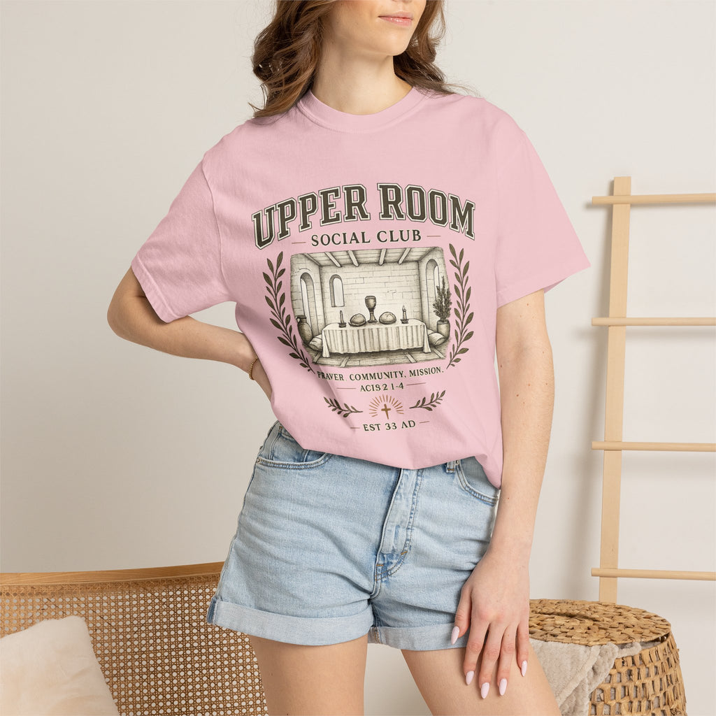 Upper Room Social Club T-Shirt — Vintage Church Prayer Room Graphic Tee