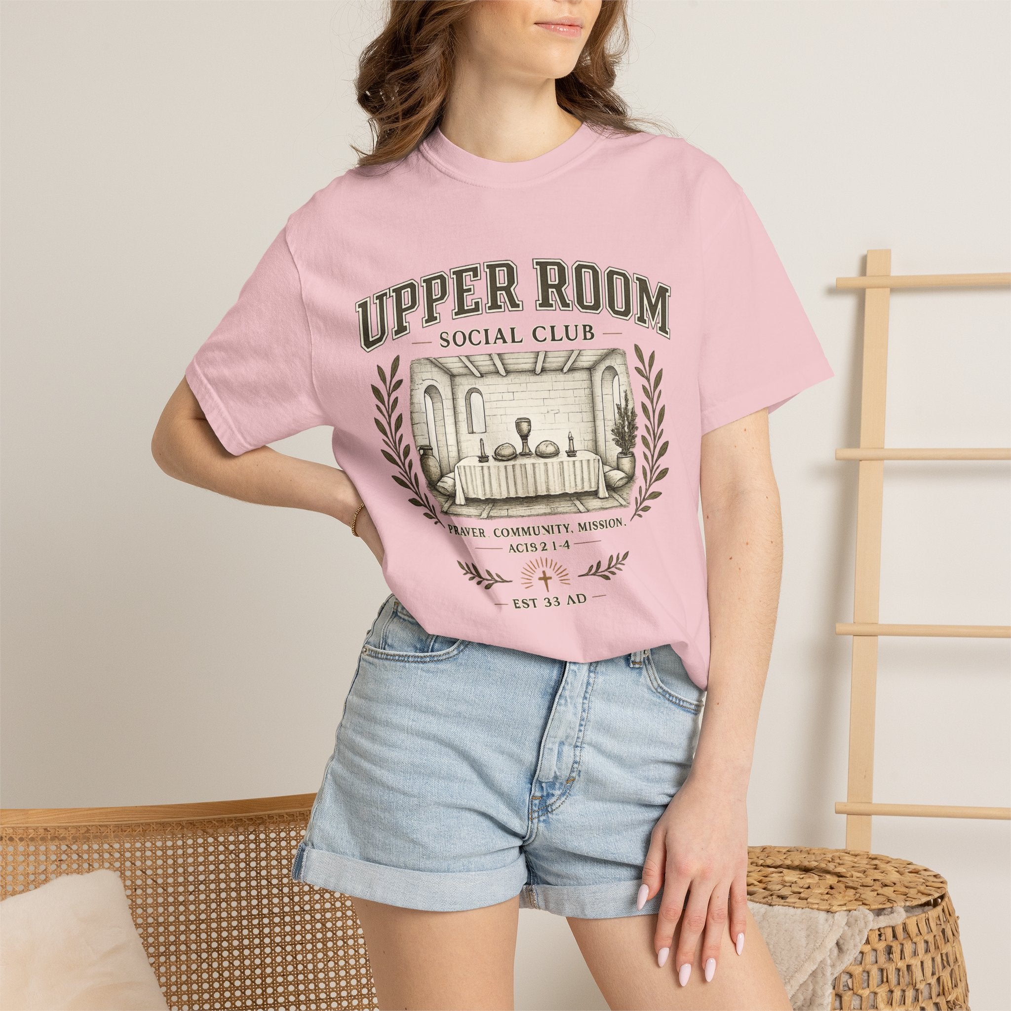 Upper Room Social Club T-Shirt — Vintage Church Prayer Room Graphic Tee