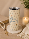 Floral Thyme & Grace Co. 20oz Insulated Tumbler — Vintage Botanical Travel Cup