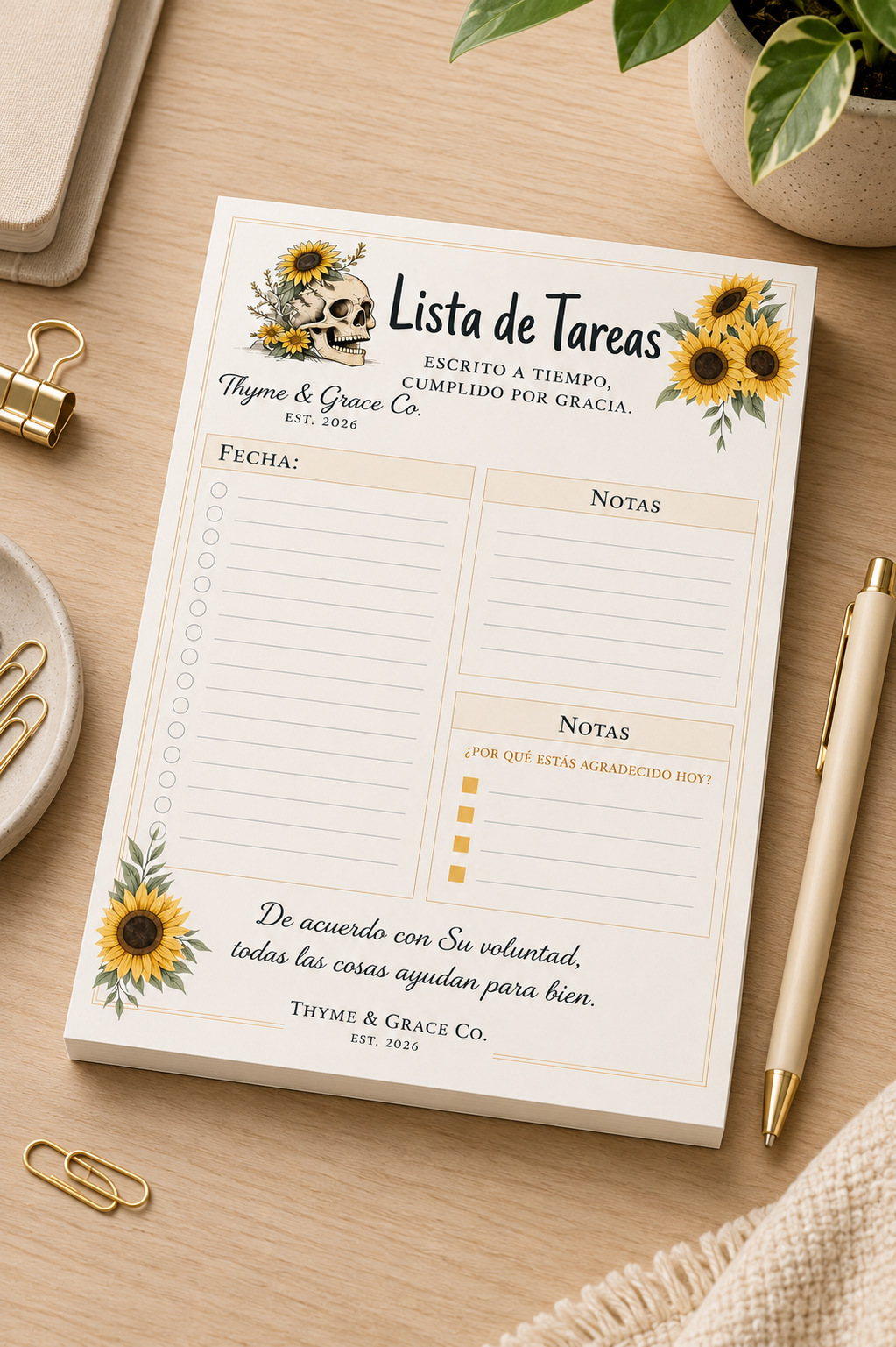 Lista de Tareas Sunflower Notepad — Daily To-Do List with Notes (Spanish)