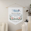 Spanish Faith Pennant — "Pero yo y mi casa serviremos al Señor" (Josué 24:15) — Puerto Rico Cross Wall Banner
