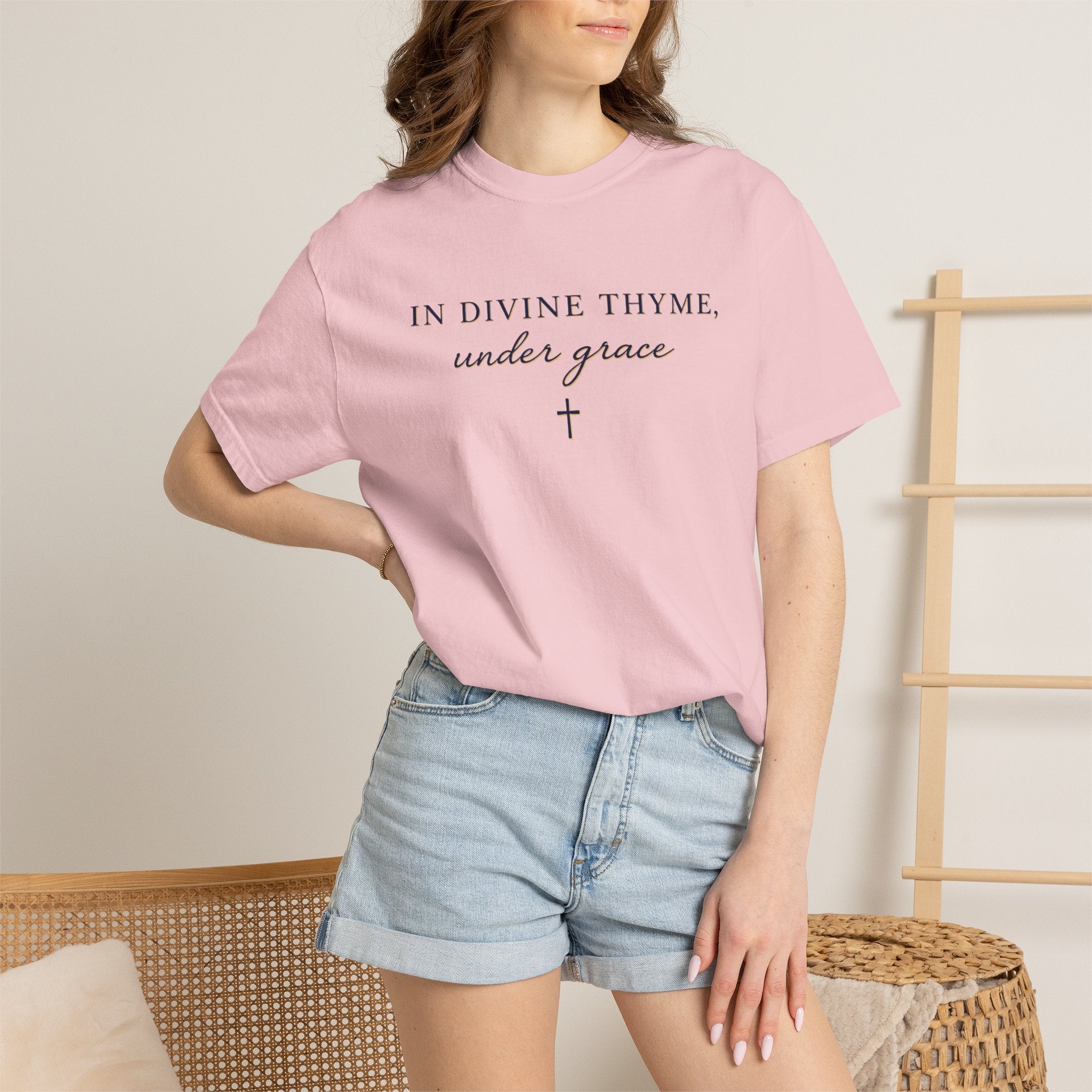 In Divine Thyme T-Shirt — "In Divine Thyme, under grace" Faith Graphic Tee