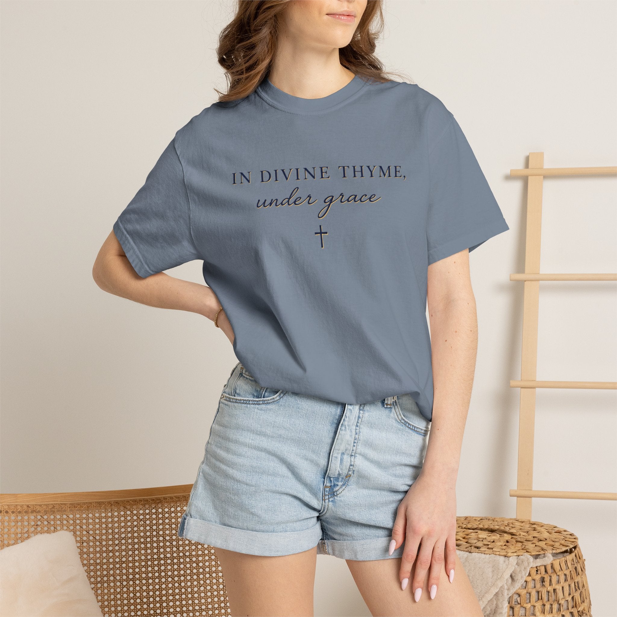 In Divine Thyme T-Shirt — "In Divine Thyme, under grace" Faith Graphic Tee