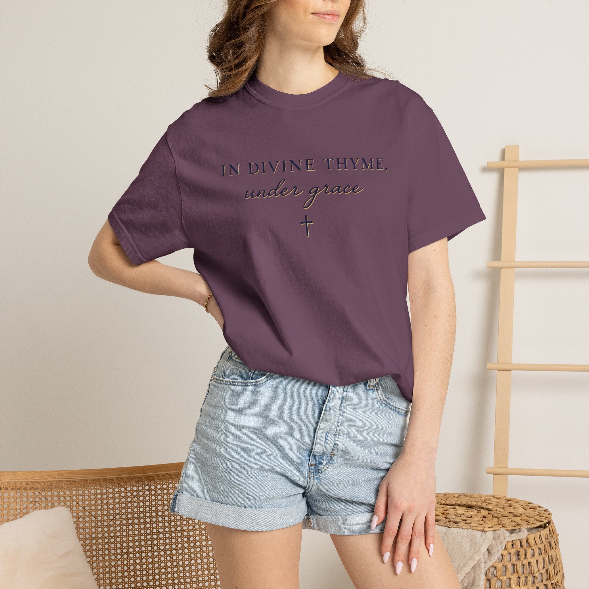 In Divine Thyme T-Shirt — "In Divine Thyme, under grace" Faith Graphic Tee