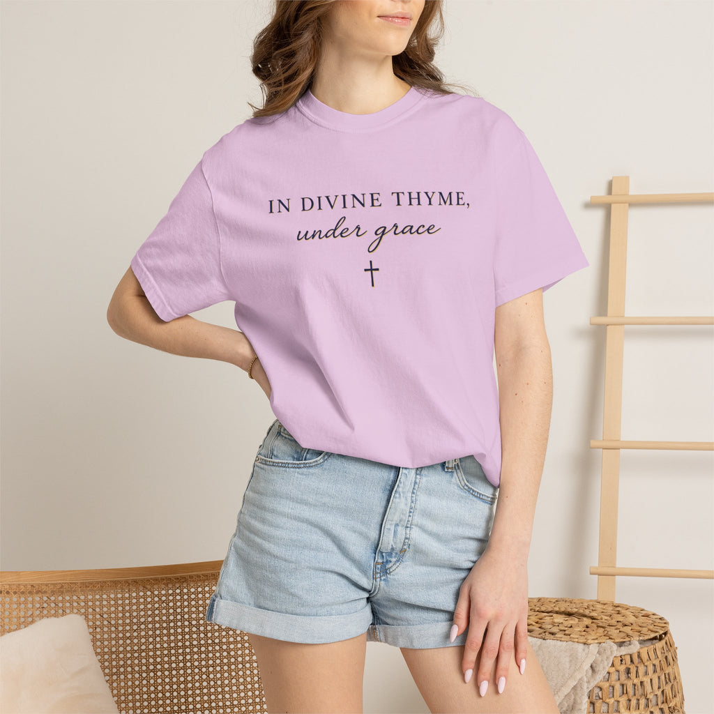 In Divine Thyme T-Shirt — "In Divine Thyme, under grace" Faith Graphic Tee