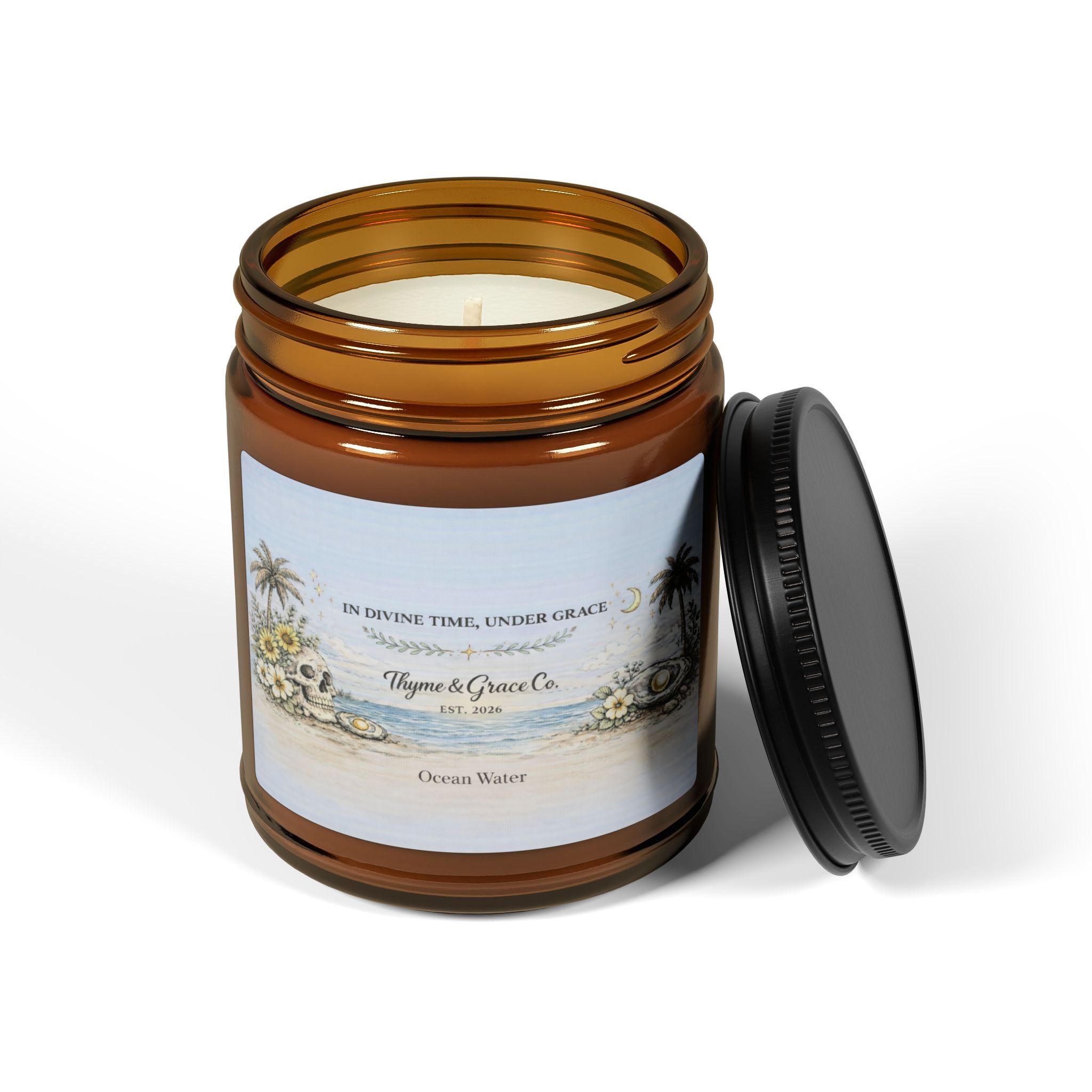 Scented Soy Candle (Multi-Size, Amber Jar)
