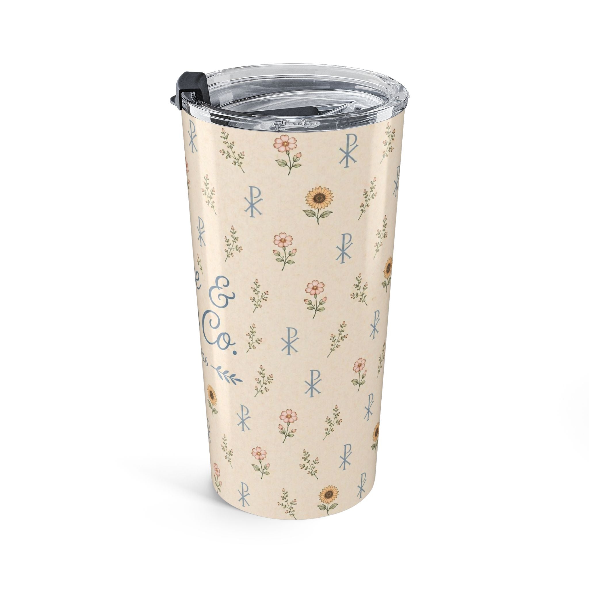 Floral Thyme & Grace Co. 20oz Insulated Tumbler — Vintage Botanical Travel Cup