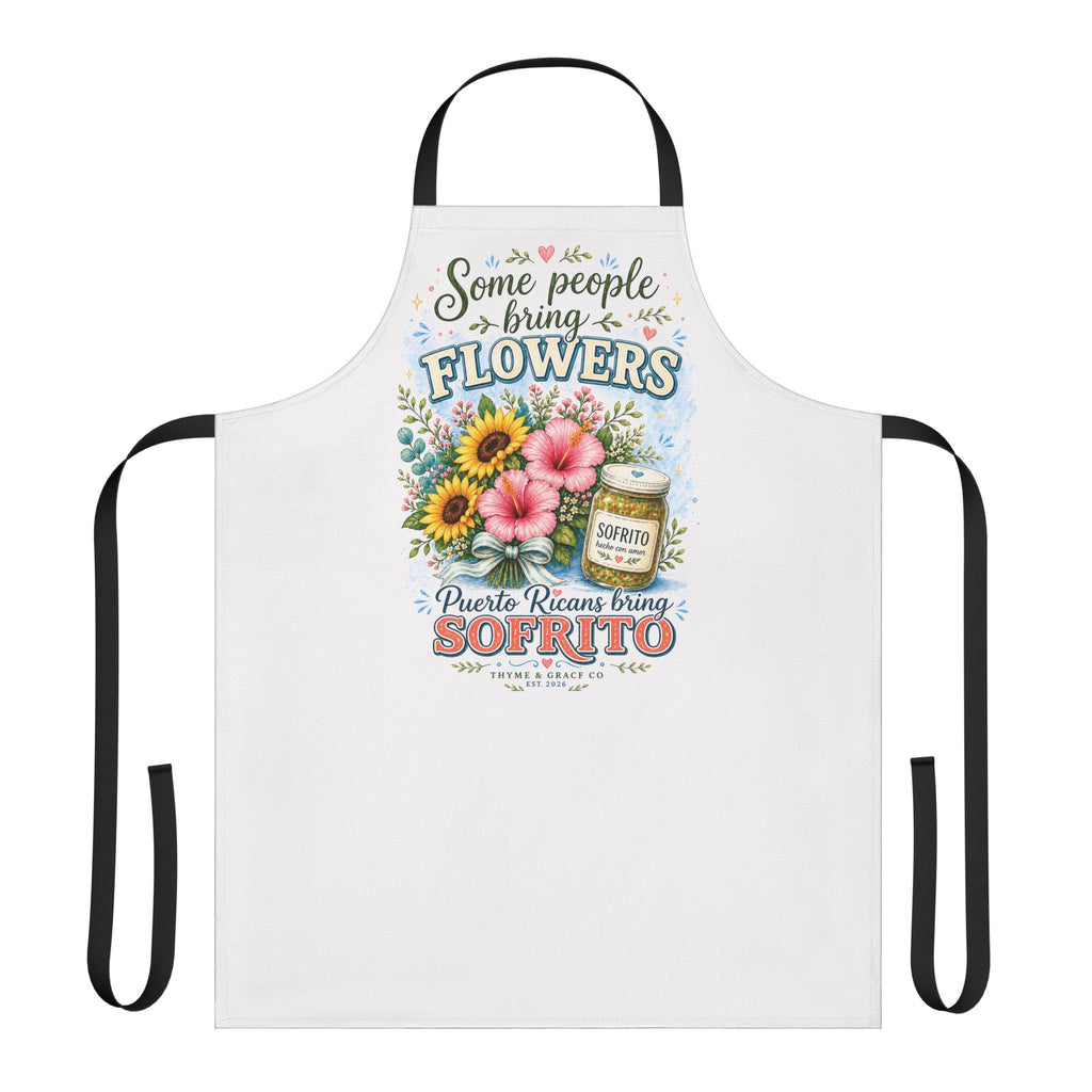 Apron — "Some People Bring Flowers, Puerto Rican Things: Sofrito" Floral Cooking Apron