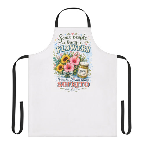 Apron — "Some People Bring Flowers, Puerto Rican Things: Sofrito" Floral Cooking Apron