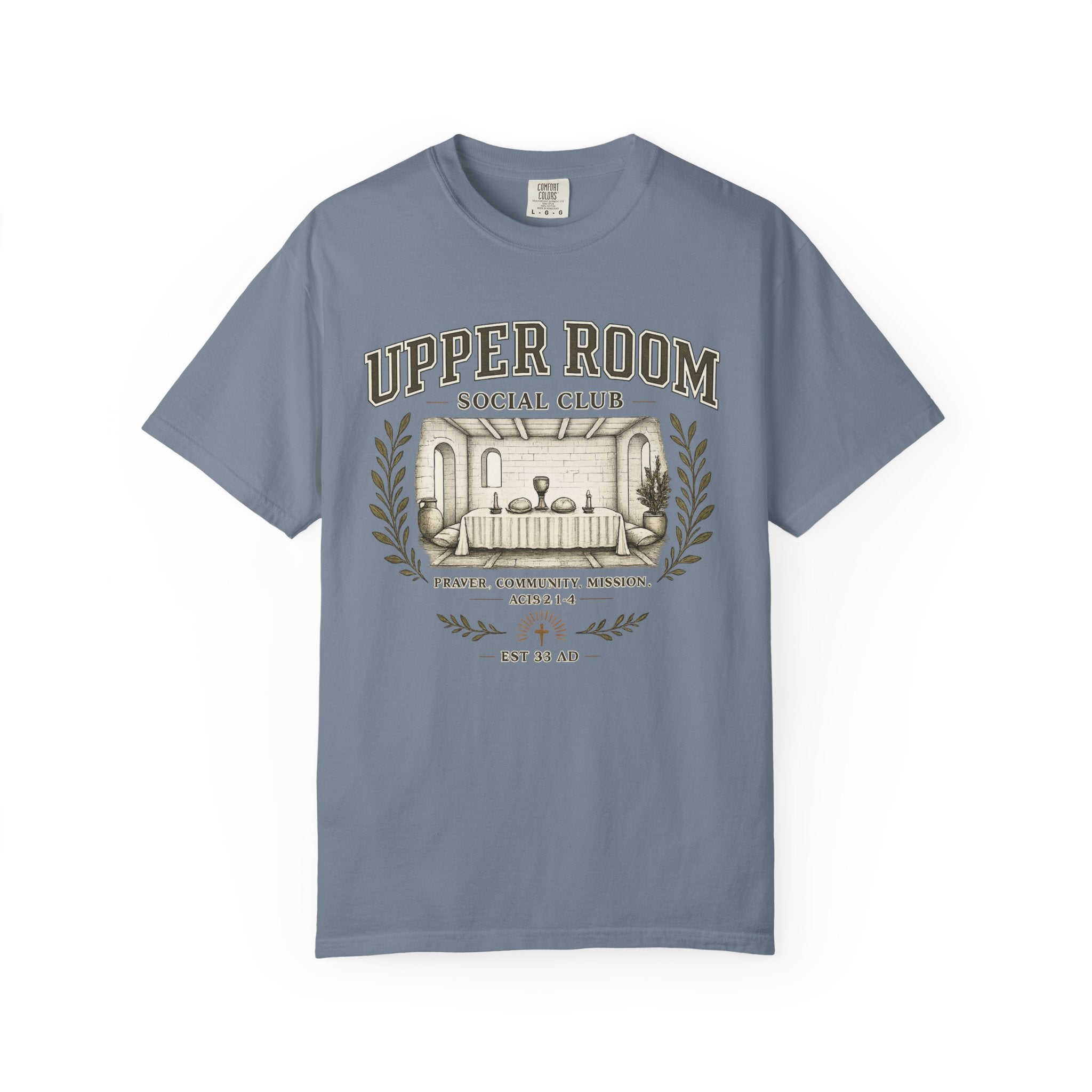 Upper Room Social Club T-Shirt — Vintage Church Prayer Room Graphic Tee