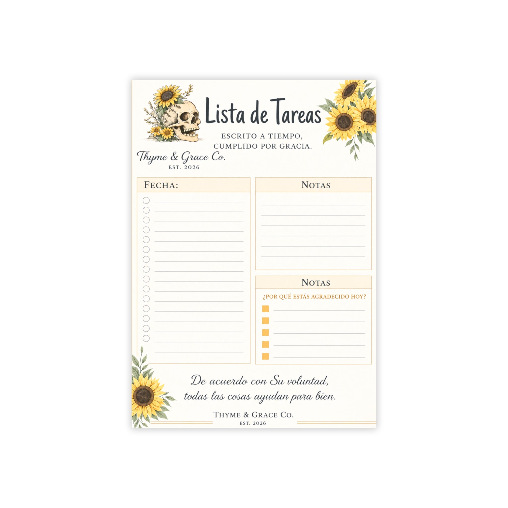 Lista de Tareas Sunflower Notepad — Daily To-Do List with Notes (Spanish)