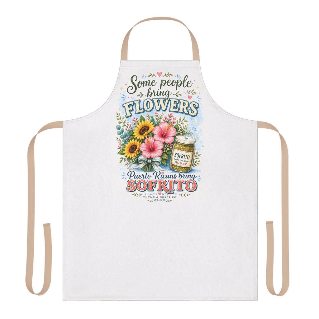 Apron — "Some People Bring Flowers, Puerto Rican Things: Sofrito" Floral Cooking Apron