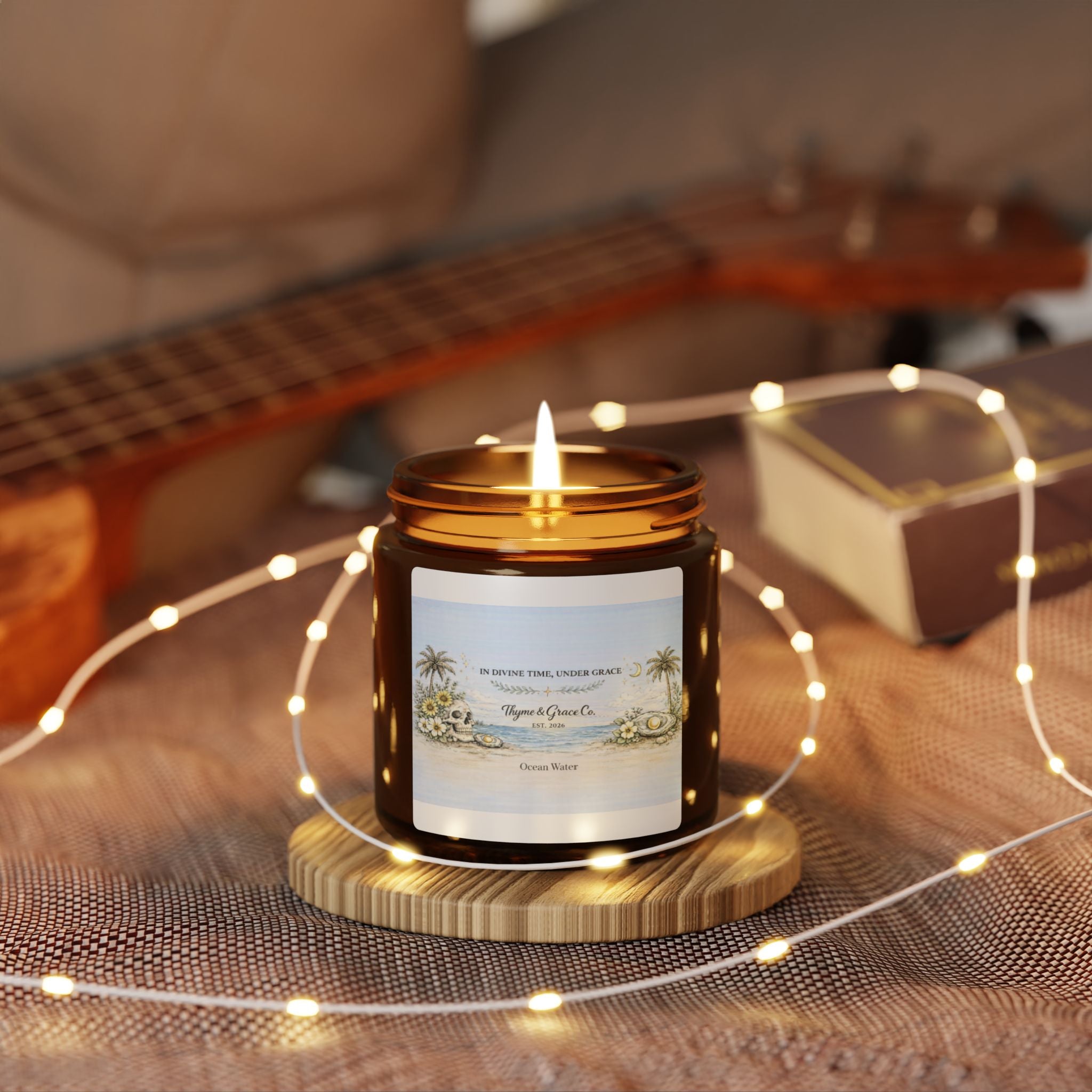 Scented Soy Candle (Multi-Size, Amber Jar)